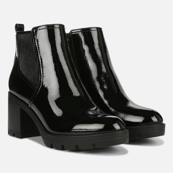 NATURALIZER $179 Verney 2 Patent Leather Block Heel Ankle Boots Size 12 Med NWT - Picture 2 of 12